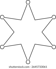 Ícone de contorno do selo de estrela do xerife. Símbolo da Polícia de Segurança isolado em fundo transparente. Retro vintage xerife estrela ilustração vetor.