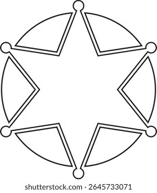 Ícone de contorno do selo de estrela do xerife. Símbolo da Polícia de Segurança isolado em fundo transparente. Retro vintage xerife estrela ilustração vetor.