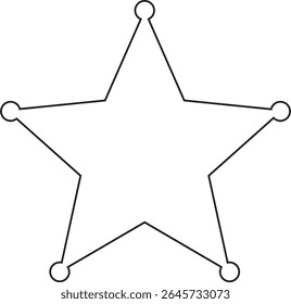 Ícone de contorno do selo de estrela do xerife. Símbolo da Polícia de Segurança isolado em fundo transparente. Retro vintage xerife estrela ilustração vetor.