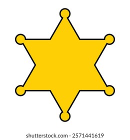 Sheriff star badge vector icon. Flat western emblem clipart isolated on white background.