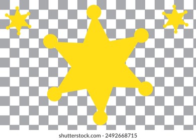 Sheriff star black symbol. Simple silhouette of six rays star with round tips.