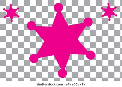 Sheriff star black symbol. Simple silhouette of six rays star with round tips.