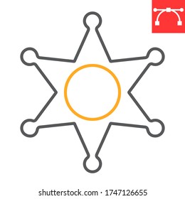 Sheriff star color line icon, USA and justice, police star sign vector graphics, editable stroke linear icon, eps 10