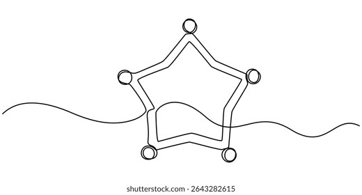 sheriff star continuous one line drawing, Sheriff Star Doodle, Scribbled star shape on white background. Vector stock illustration.