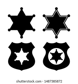 Emblemas de la estrella del sheriff colocados sobre fondo blanco