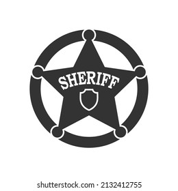 Sheriff-Sternzeichen Sheriff-Emblem einzeln auf weißem Hintergrund. Vektorgrafik