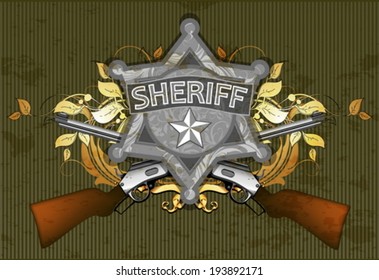 sheriff star with guns