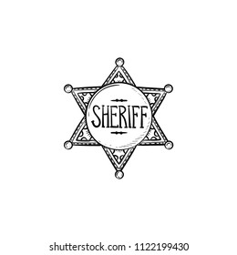 Sheriff star hand drawn outline doodle icon. Police authority, county sheriff, power concept. Vector sketch illustration for print, web, mobile and infographics on white background