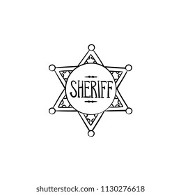 Sheriff star hand drawn outline doodle icon. Police authority, county sheriff badge, law concept. Vector sketch illustration for print, web, mobile and infographics on white background