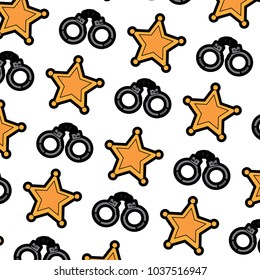 sheriff star and handcuffs police pattern image 
