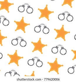 sheriff star and handcuffs police pattern image 