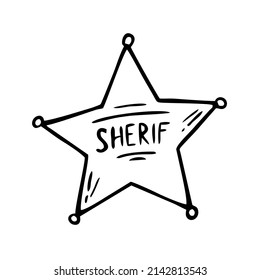 Sheriff-Stern handgezeichnet im Doodle-Stil Gut für den Druck Symbol Western-Konzept Einzige Vektorgrafik 