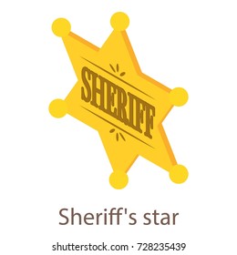 Sheriff star icon. Isometric illustration of sheriff star icon for web