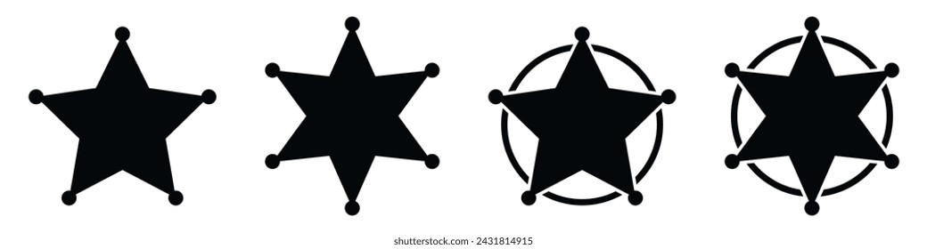 Sheriff star icon set basic simple design