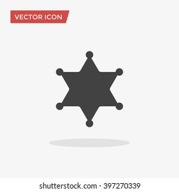 Sheriff star Icon in trendy flat style isolated on grey background. Vector illustration, EPS10.