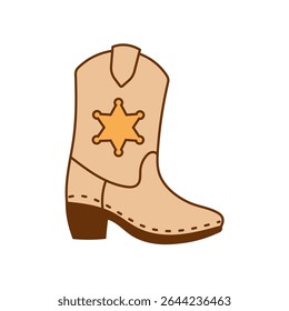 Sheriff star on classic cowboy boot vector illustration