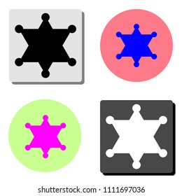 sheriff star. simple flat vector icon illustration on four different color backgrounds