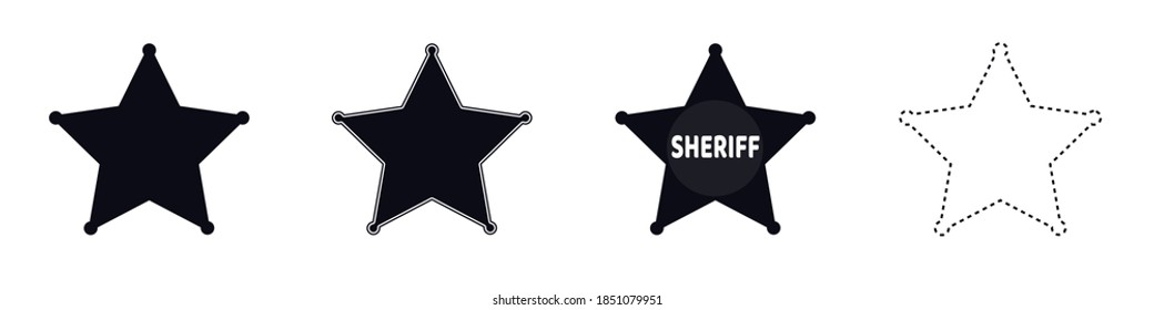 Sheriff Star Symbols - Different Vector Illustrations - Isolated On White Background