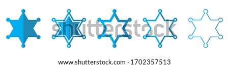 Sheriff Star vector icons. Set of Star symbols on white background. Vector illustration. Various blue Sheriff Stars