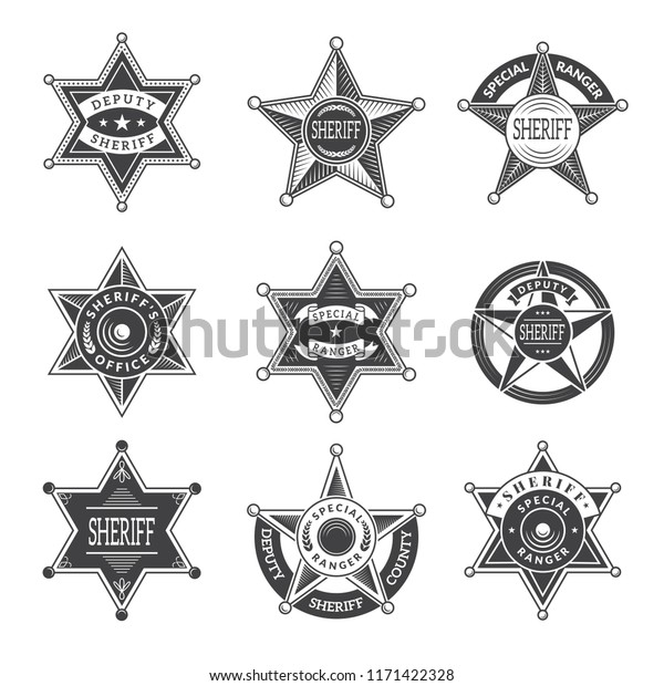 Sheriff Stars Badges Western Star Texas Stock Vector Royalty Free
