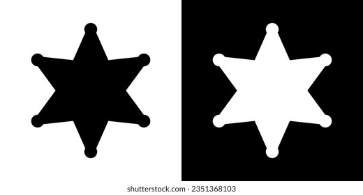 Sheriff stars. Design illustration of star western sheriff. Police vector icon.