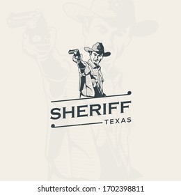 Sheriff Texas Shooting Logo Design Premium Vektorillustration