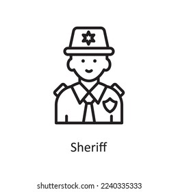 Sheriff  Vector Outline Icon Design illustration. Law Enforcement Symbol on White background EPS 10 File