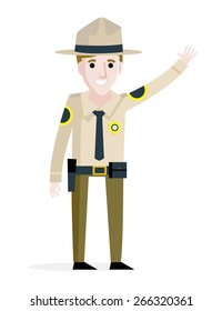 a sheriff waving his hand