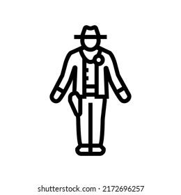 Sheriff Western Line Symbol Vektorgrafik. Sheriff Western Schild. isoliertes Kontursymbol