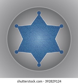 Sheriff wild west star on the backgrounds of jeans. Jeans texture. Sheriff star. Police star. Vector illustration.