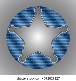 Sheriff wild west star on the backgrounds of jeans. Jeans texture. Sheriff star. Police star. Vector illustration.
