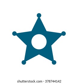 Sheriff wild west star. Vector icon blue

