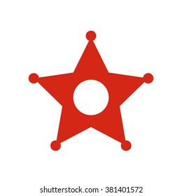 Sheriff wild west star. Vector icon red
