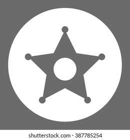 Sheriff wild west star. Vector icon grey and white
