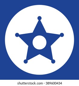 Sheriff wild west star. Vector icon blue and white
