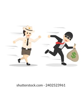 sheriff woman and thief design character on white background