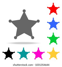 Sheriff's badge icon. Elements in multi colored icons for mobile concept and web apps. Icons for website design and development, app development on white background