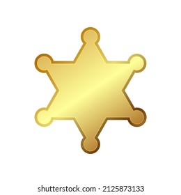 A Sheriff's Gold Star. 3 D. Yellow metal. Vector illustration.
