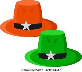 Sheriffs hat, illustration, vector on white background.