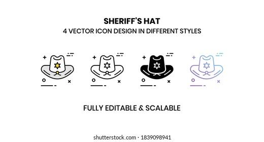 Sheriffs Hat Vector illustration icons in different style