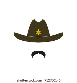 Sheriff's head. Cowboy icon. Vector illustration.