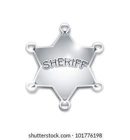 sheriff's metallic badge as star vector illustration isolated on white background EPS10. Transparent objects and opacity masks used for shadows and lights drawing