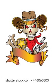 Sheriff's skull logo design. Sketchy style.