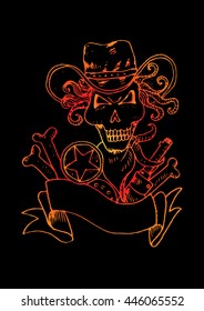 Sheriff's skull logo design. Sketchy style.