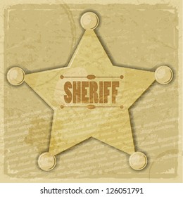 Sheriff's star on the vintage background