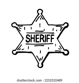 Sheriff's star, sketch icon. Sheriff'S Badge. Element from police collection. Isolated on a white background. vector illustration.