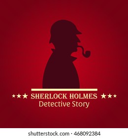 Sherlock Holmes. Detective illustration. Illustration with Sherlock Holmes. Baker street 221B. London. Big Ban