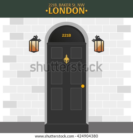 Sherlock Holmes. Detective illustration. Illustration with Sherlock Holmes. Baker street 221B. London. Big Ban