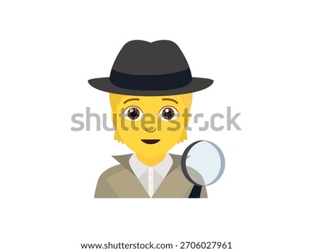 sherlock holmes detective non-binary person smiling smile private investigator clue emoji symbol sign icon vector illustration isolated flat