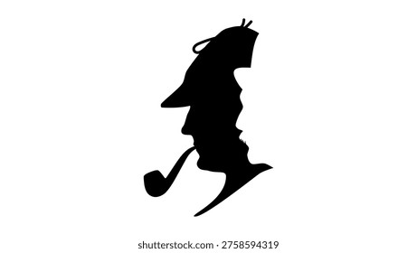 Sherlock Holmes and Dr. Watson, black isolated silhouette